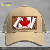 Canada Flag Scroll Novelty License Plate Hat Mesh / Khaki