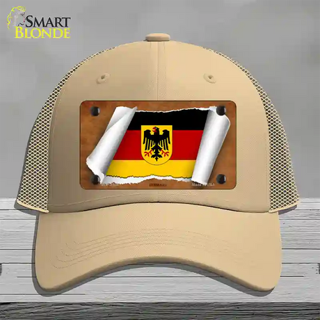 Germany Coat of Arms Flag Scroll Novelty License Plate Hat Mesh / Khaki