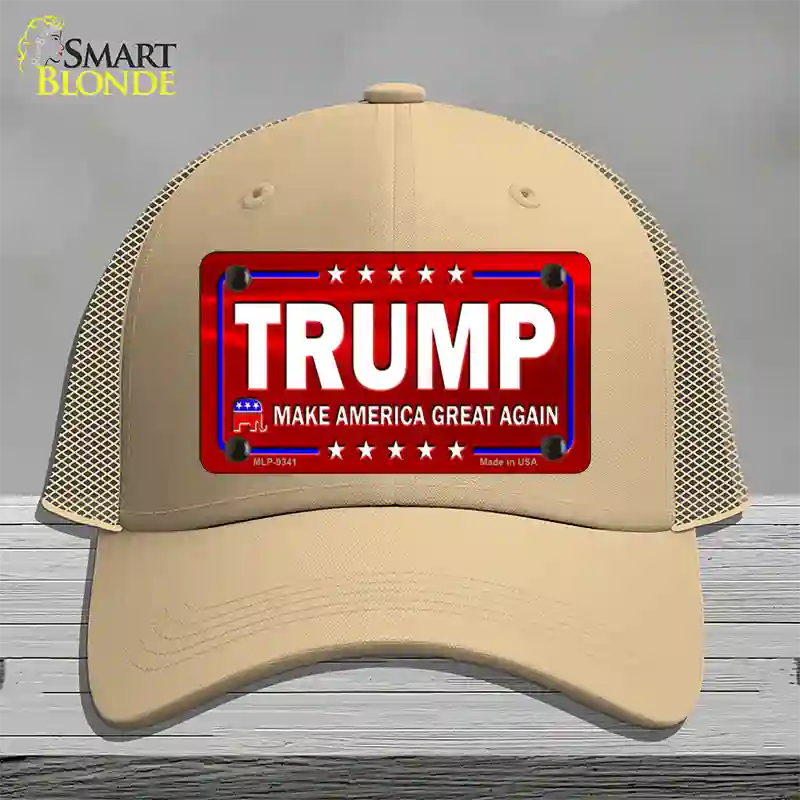 Trump Red Novelty License Plate Hat Mesh / Khaki