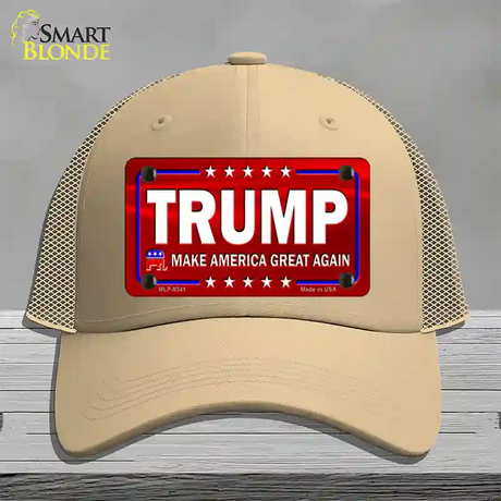 Trump Red Novelty License Plate Hat Mesh / Khaki