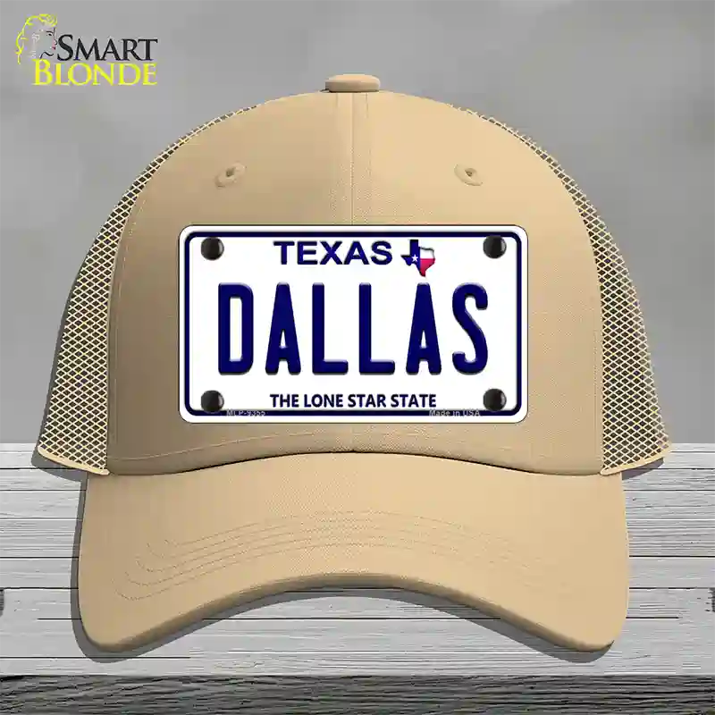 Dallas Texas Novelty License Plate Hat Mesh / Khaki