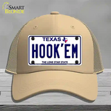 Hookem Texas Novelty License Plate Hat Mesh / Khaki