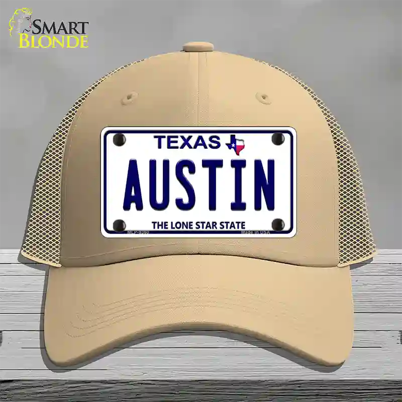 Austin Texas Novelty License Plate Hat Mesh / Khaki