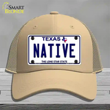 Native Texas White Novelty License Plate Hat Mesh / Khaki