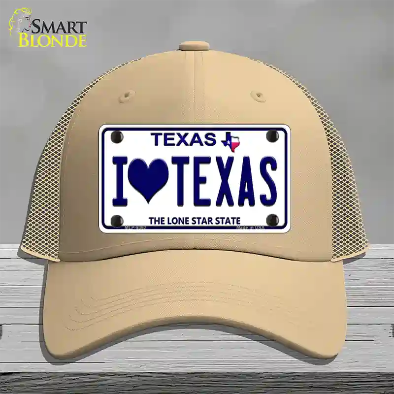 I Love Texas Novelty License Plate Hat Mesh / Khaki