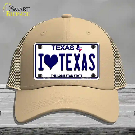 I Love Texas Novelty License Plate Hat Mesh / Khaki