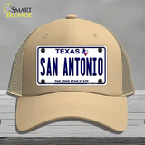 San Antonio Texas Novelty License Plate Hat Mesh / Khaki