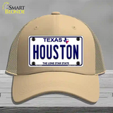 Houston Texas Novelty License Plate Hat Mesh / Khaki