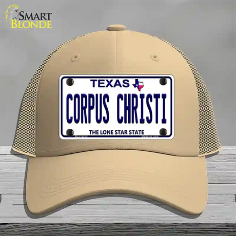 Corpus Christi Texas Novelty License Plate Hat Mesh / Khaki