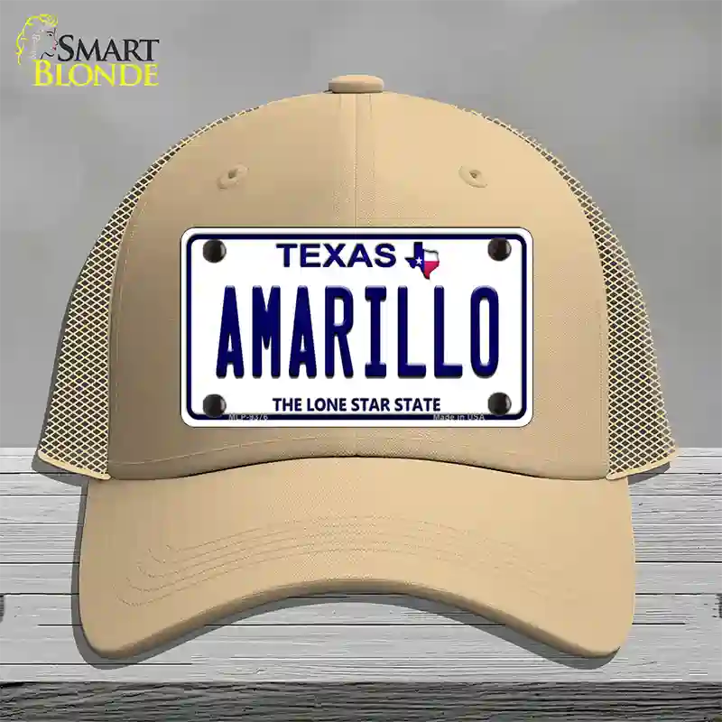 Amarillo Texas Novelty License Plate Hat Mesh / Khaki