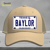 Baylor Texas Novelty License Plate Hat Mesh / Khaki