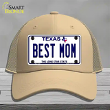 Best Mom Texas Novelty License Plate Hat Mesh / Khaki