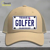 Golfer Texas Novelty License Plate Hat Mesh / Khaki