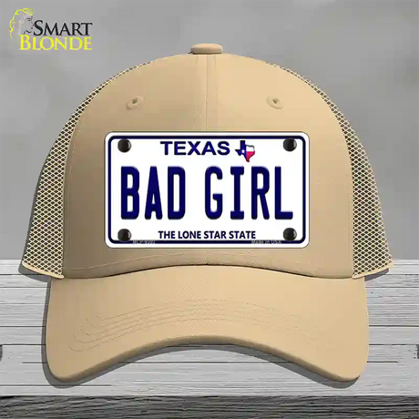 Bad Girl Texas Novelty License Plate Hat Mesh / Khaki