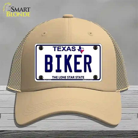 Biker Texas Novelty License Plate Hat Mesh / Khaki