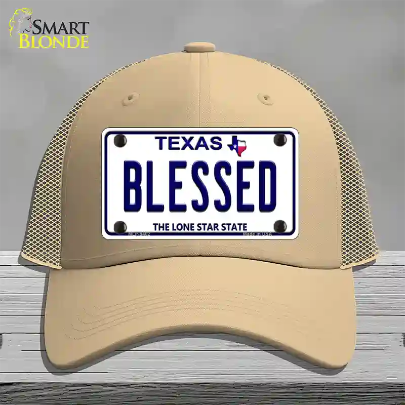 Blessed Texas Novelty License Plate Hat Mesh / Khaki