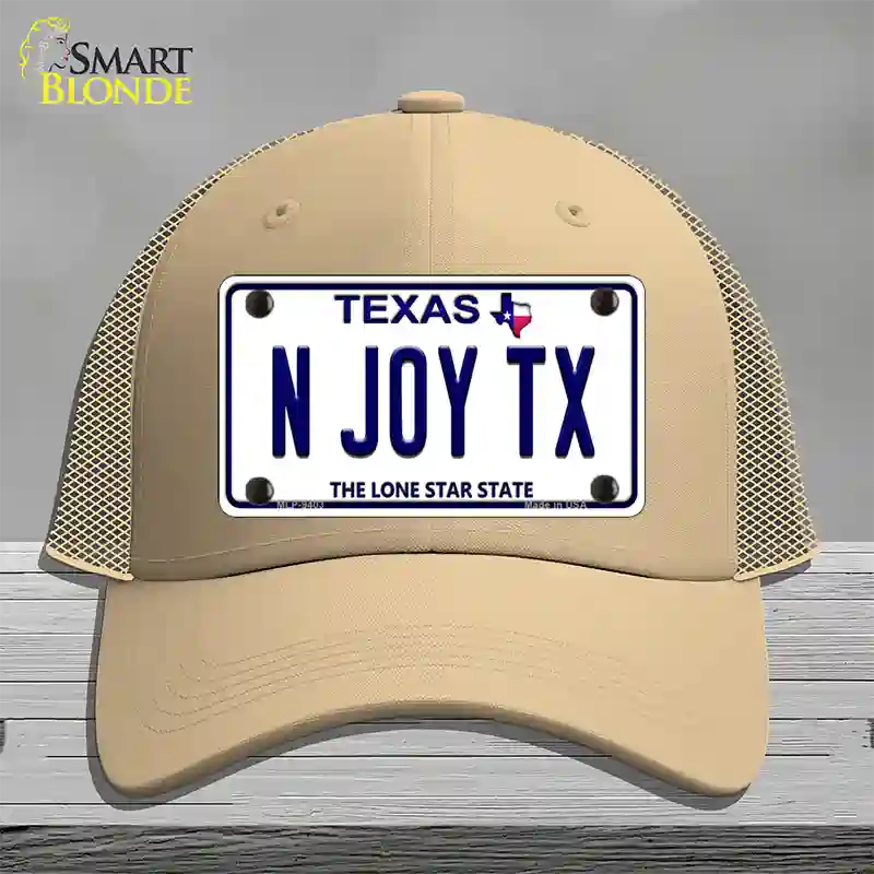 N Joy TX Texas Novelty License Plate Hat Mesh / Khaki