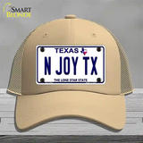 N Joy TX Texas Novelty License Plate Hat Mesh / Khaki