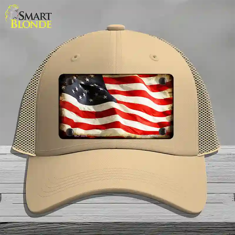 American Vintage Flag Novelty License Plate Hat Mesh / Khaki