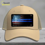 American Flag Police Novelty License Plate Hat Mesh / Khaki