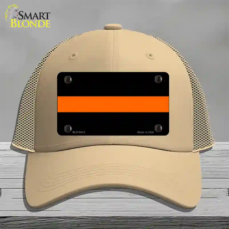 Thin Orange Line Novelty License Plate Hat Mesh / Khaki