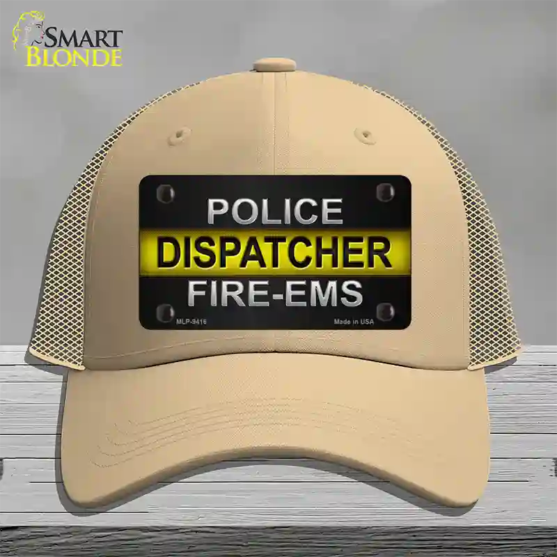 Police / Dispatcher / Fire- EMS Novelty License Plate Hat Mesh / Khaki