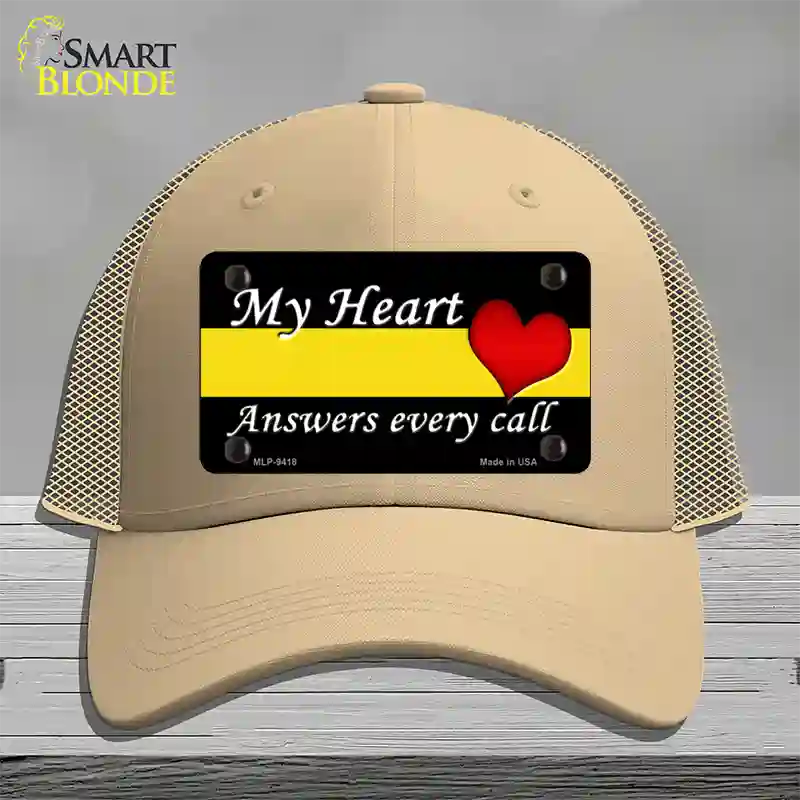 My Heart Answers Every Call Novelty License Plate Hat Mesh / Khaki