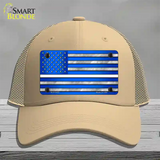 Blue American Flag Thin White Line Novelty License Plate Hat Mesh / Khaki