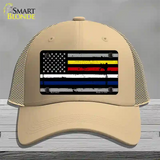 American Flag Police / Fire / EMS Novelty License Plate Hat Mesh / Khaki