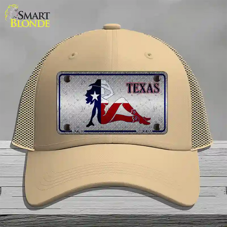 Texas Girl Diamond Novelty License Plate Hat Mesh / Khaki