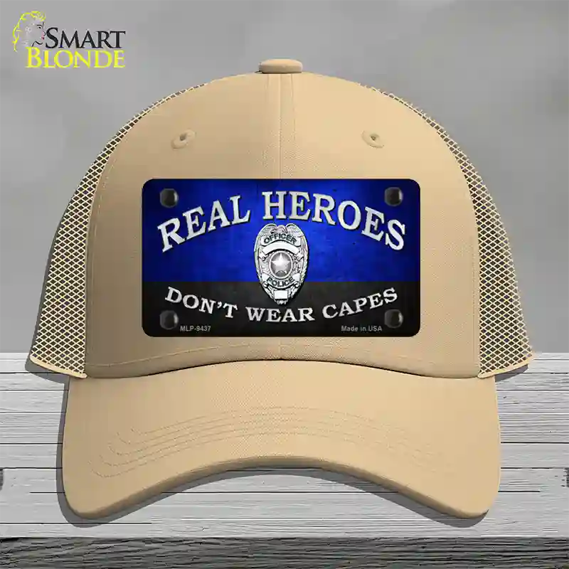 Real Heroes Blue Novelty License Plate Hat Mesh / Khaki