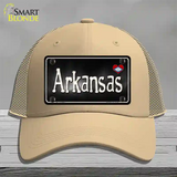 Arkansas Flag Script Novelty License Plate Hat Mesh / Khaki