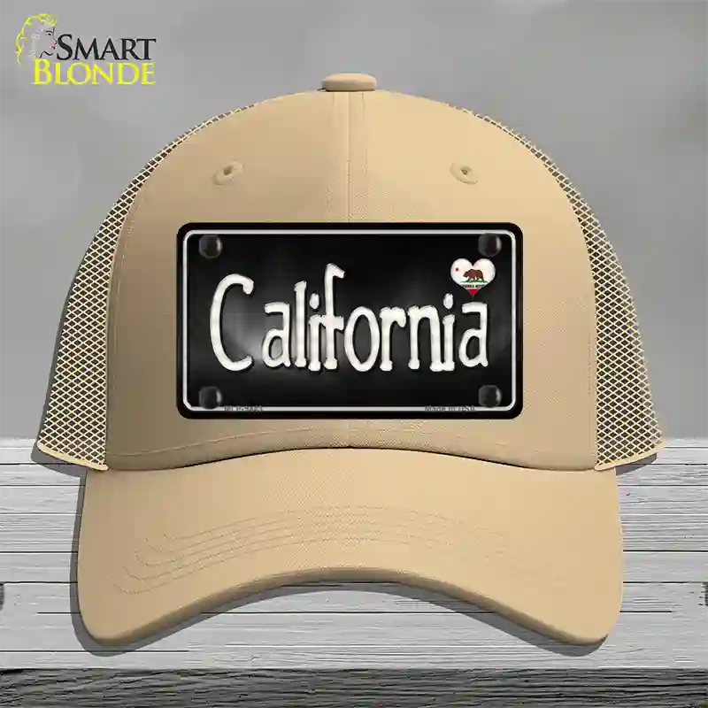 California Flag Script Novelty License Plate Hat Mesh / Khaki