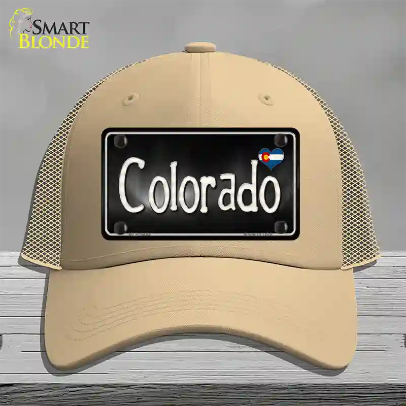 Colorado Flag Script Novelty License Plate Hat Mesh / Khaki