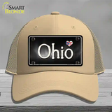 Ohio Flag Script Novelty License Plate Hat Mesh / Khaki