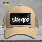 Oregon Flag Script Novelty License Plate Hat Mesh / Khaki