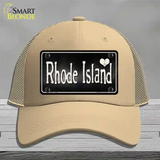 Rhode Island Flag Script Novelty License Plate Hat Mesh / Khaki