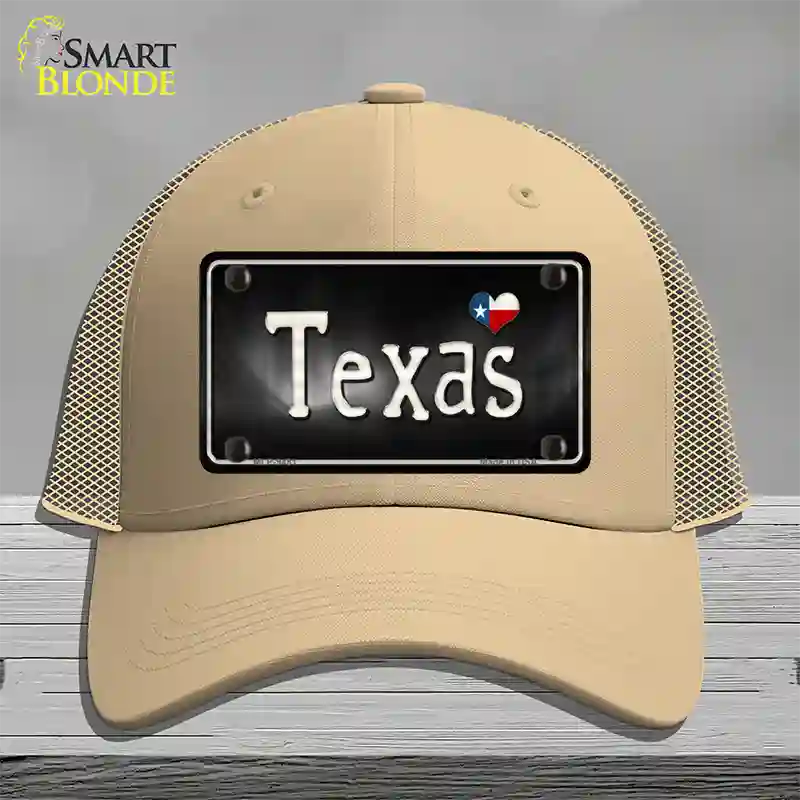 Texas Flag Script Novelty License Plate Hat Mesh / Khaki