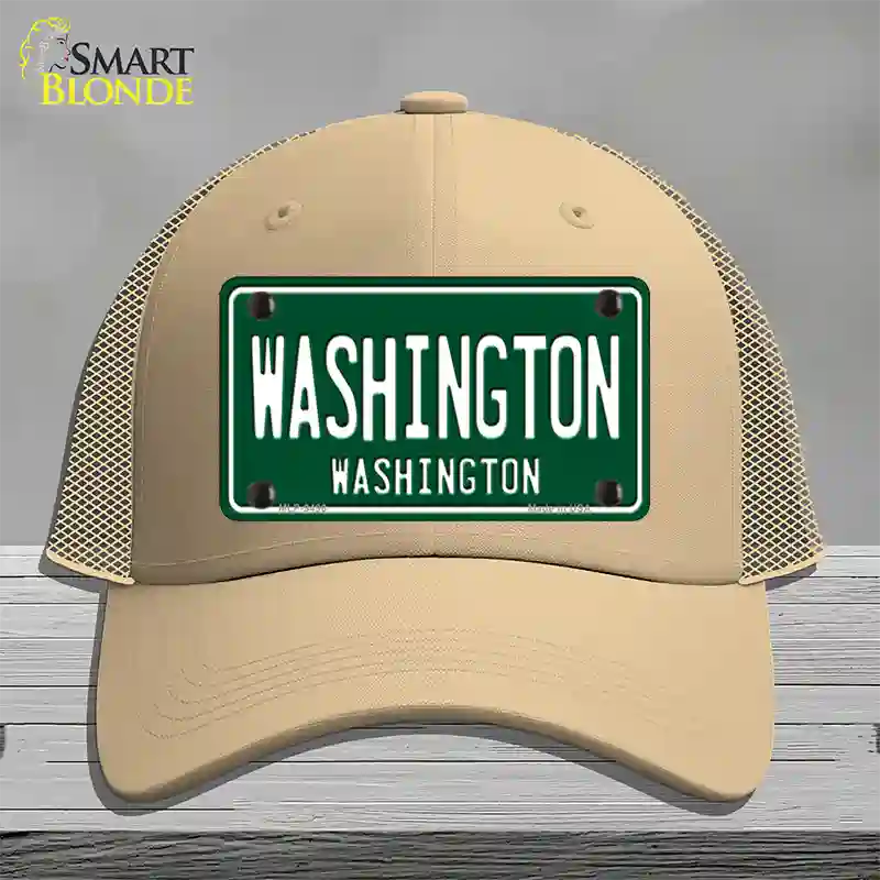 Washington Vintage Green Novelty License Plate Hat Mesh / Khaki