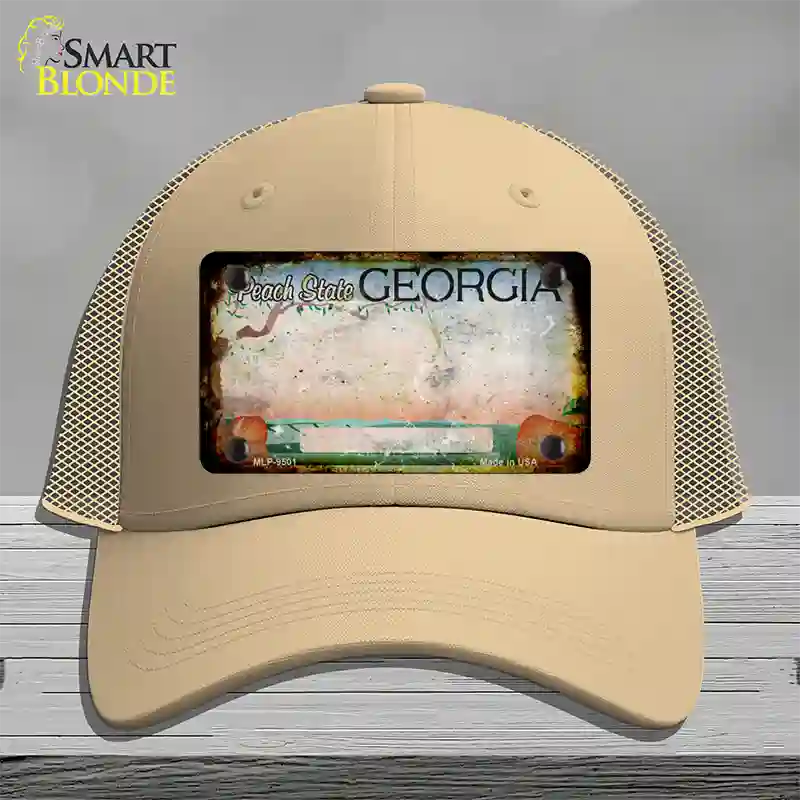 Georgia Peach Rusty Blank Novelty License Plate Hat Mesh / Khaki