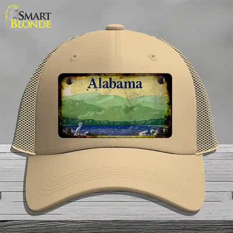 Alabama State Blank Novelty License Plate Hat Mesh / Khaki / Alabama Mountains (9502):https | Rusty | Yes