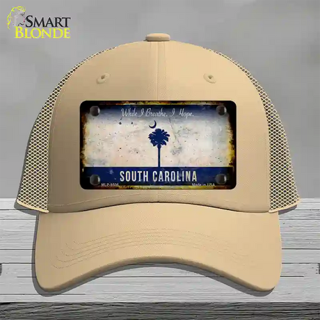 South Carolina I Breathe Rusty Blank Novelty License Plate Hat Mesh / Khaki