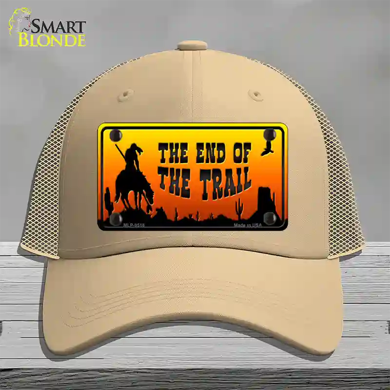 End Of Trail Scenic Novelty License Plate Hat Mesh / Khaki