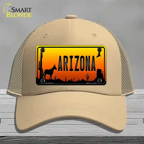 Donkey Arizona Scenic Novelty License Plate Hat Mesh / Khaki