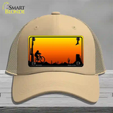 Biker Blank Scenic Novelty License Plate Hat Mesh / Khaki