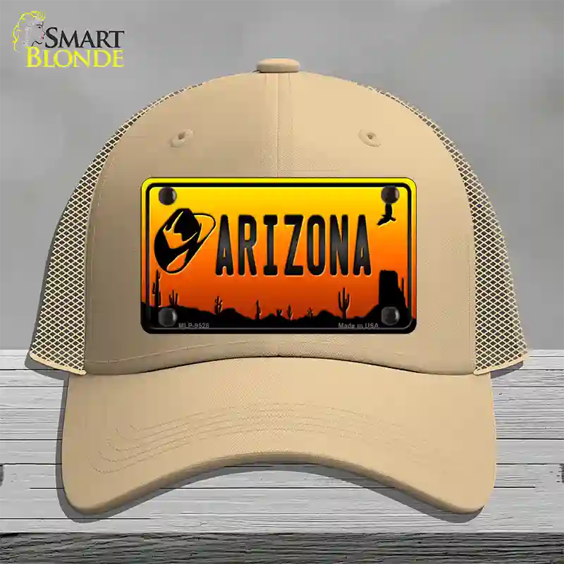 Cowboy Hat Arizona Scenic Novelty License Plate Hat Mesh / Khaki