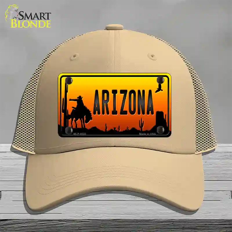 Rodeo Arizona Scenic Novelty License Plate Hat Mesh / Khaki