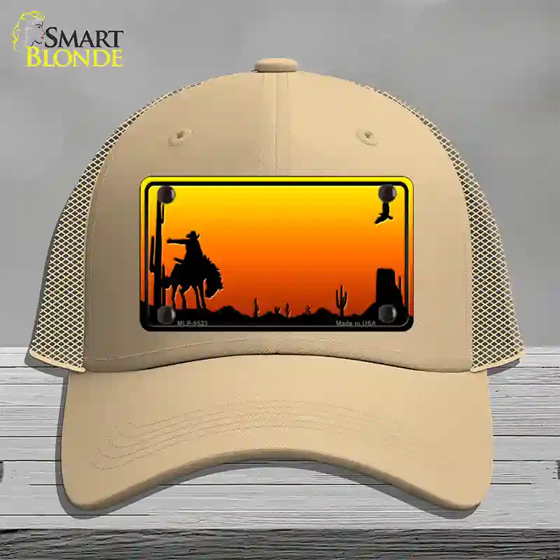 Rodeo Blank Scenic Novelty License Plate Hat Mesh / Khaki