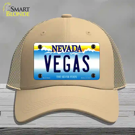 Vegas Nevada Novelty License Plate Hat Mesh / Khaki