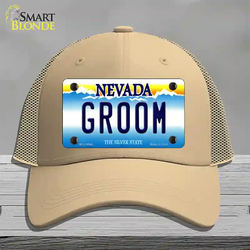 Groom Nevada Novelty License Plate Hat Mesh / Khaki